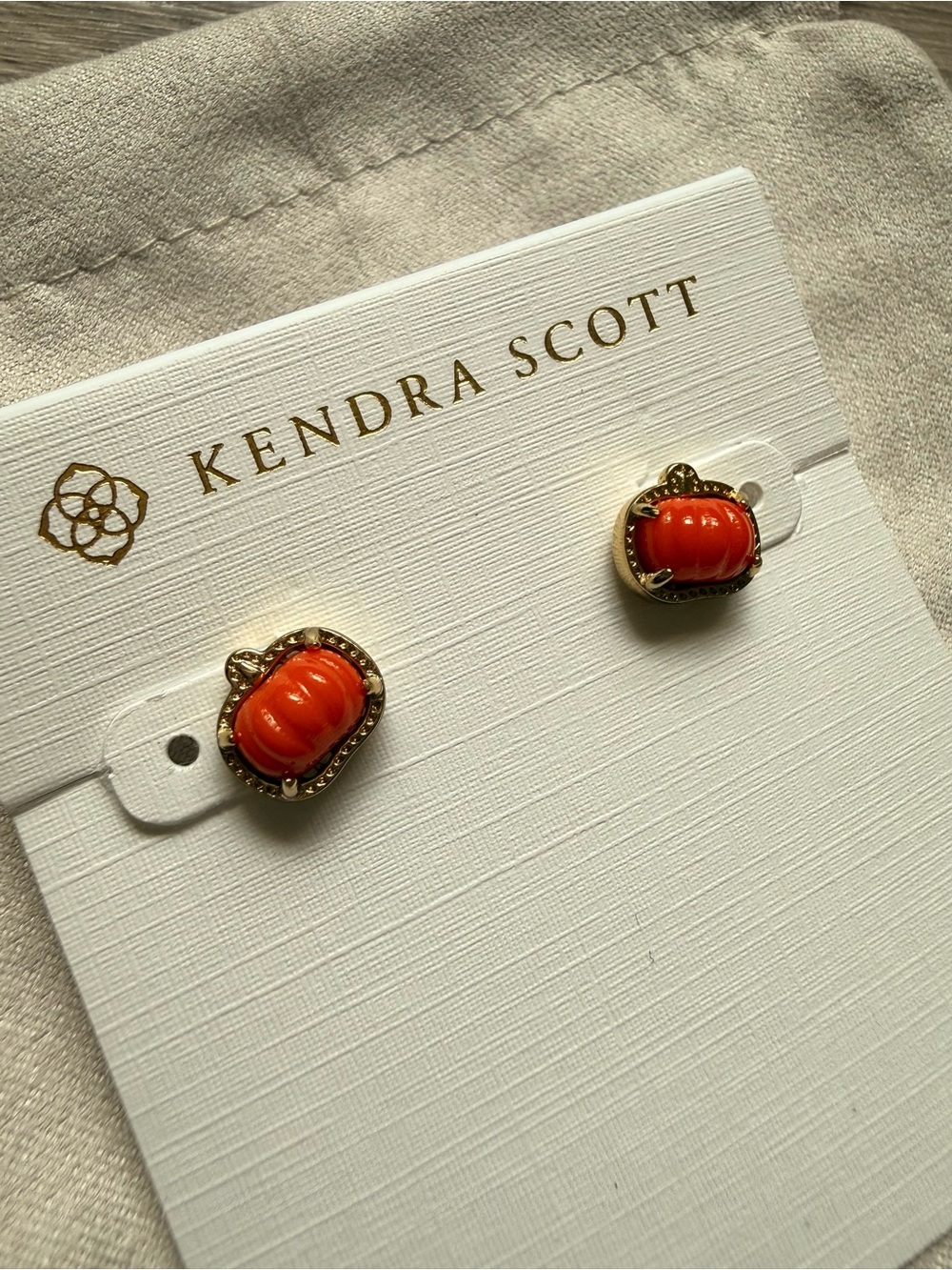 FINAL PRICE New Kendra Scott Orange Pumpkin Stud Earrings - Picture 3 of 7